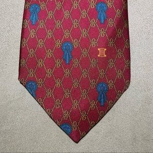 Celine Red Tie Ribbon Pattern with Monogram VTG